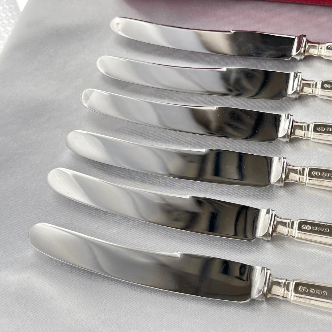 【John Biggin】【純銀ハンドル】 Art Deco ティーナイフ 6本