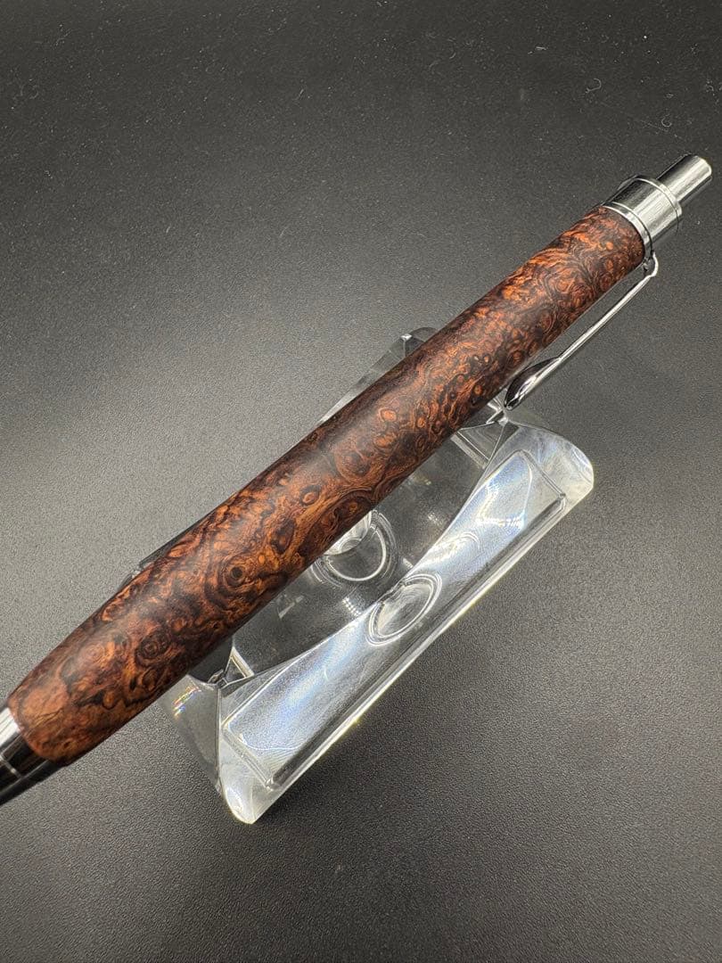 495極上　ホンジュラスローズウッド　瘤杢　木軸シャーペン　ボールペン