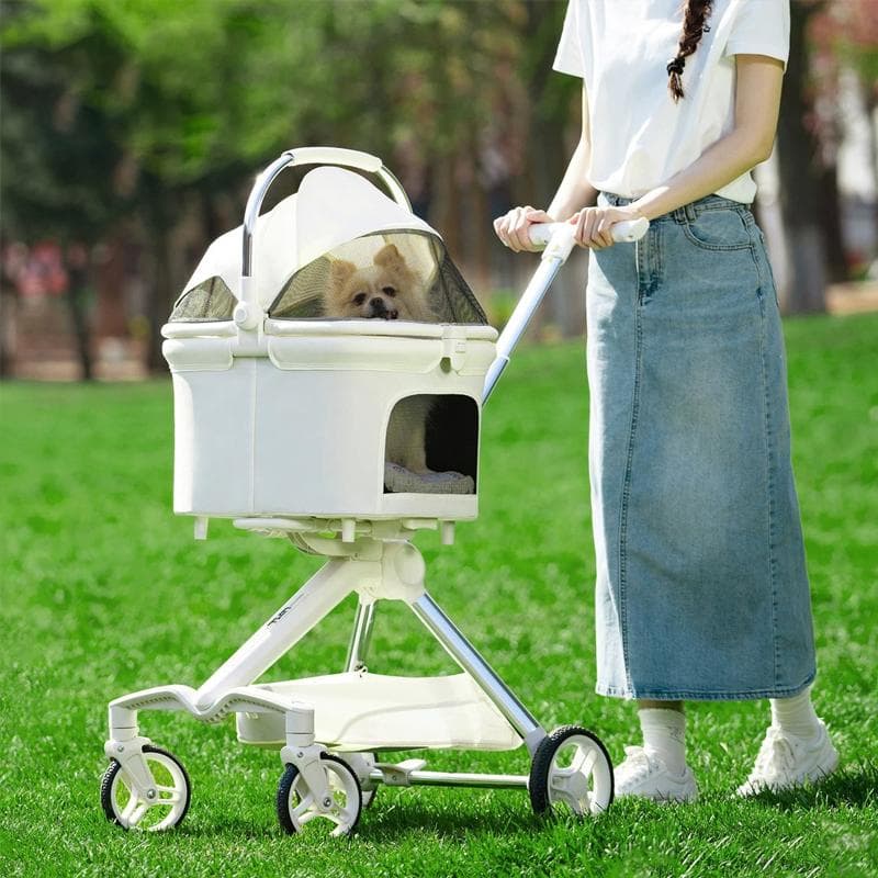 アルミフレーム分離式ペットカート（秒で折りたたみ・大置物バスケット）