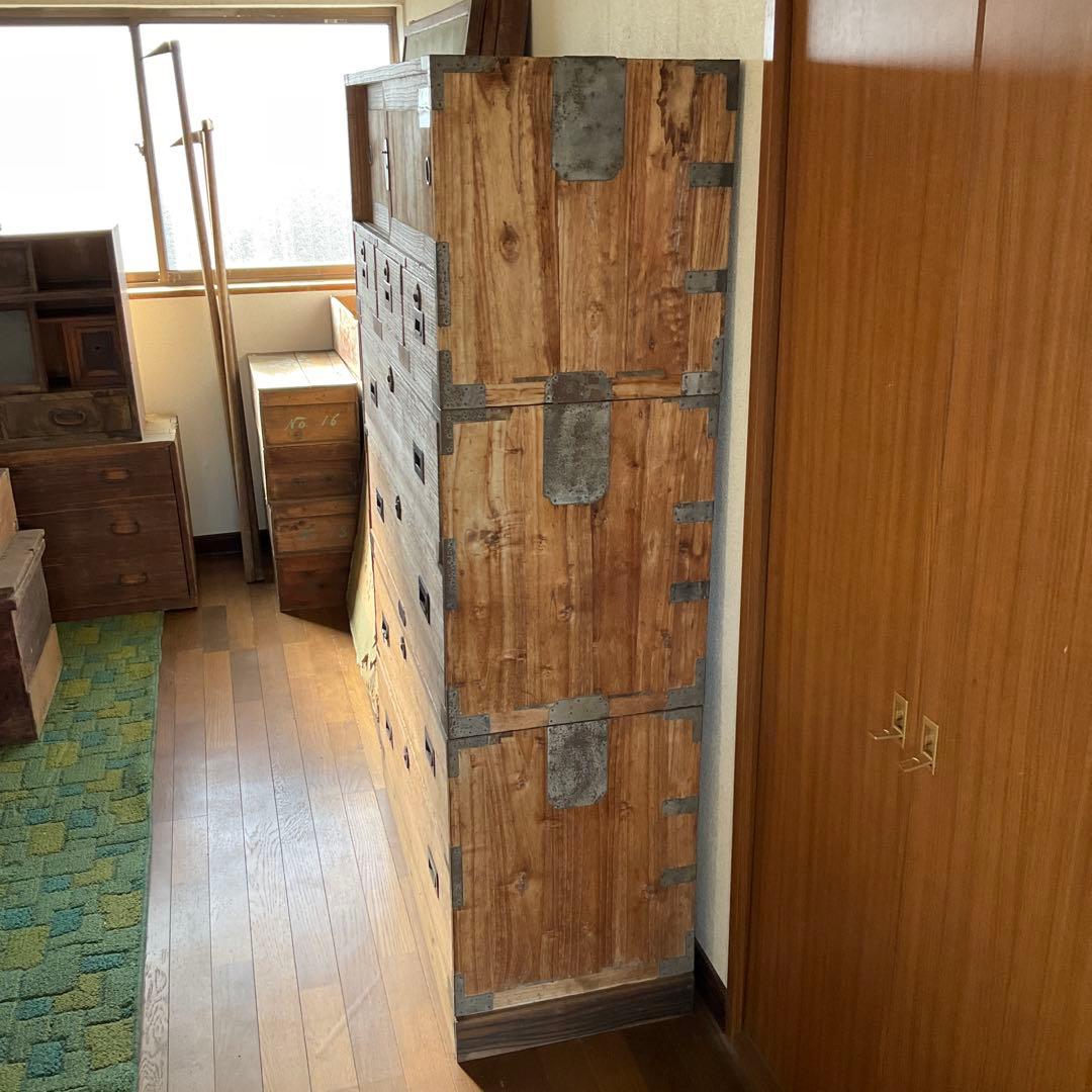 昭和家具　伝統的な和風木製タンス 6引き出し　⑥