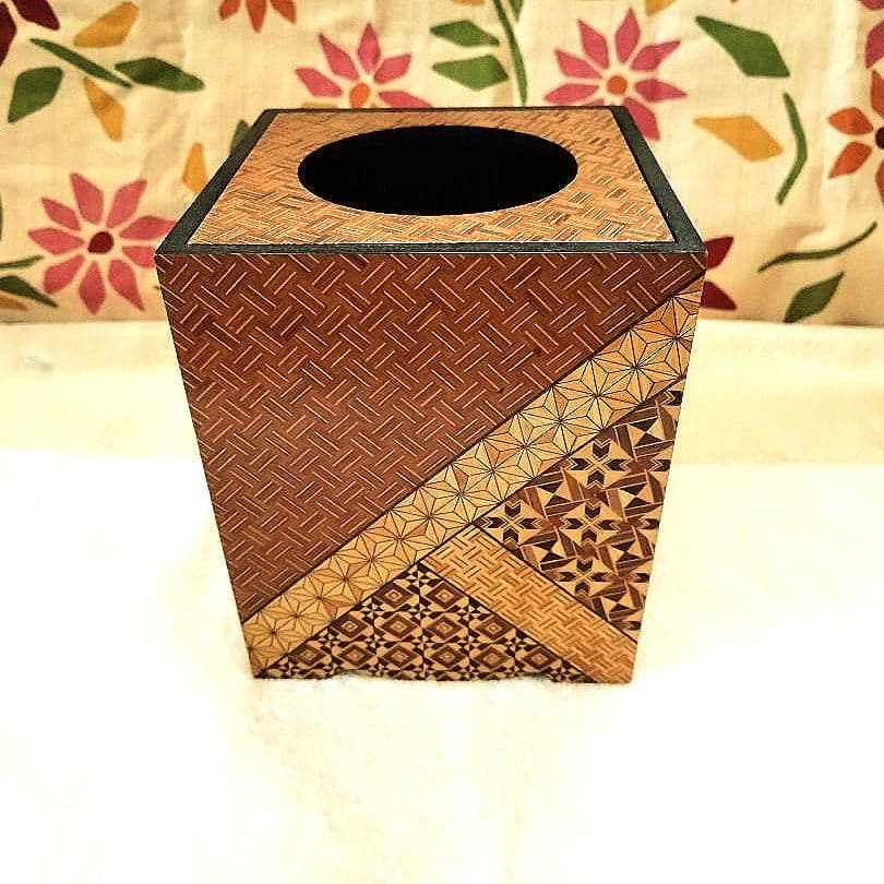 木製箱根寄木細工 ミニゴミ箱