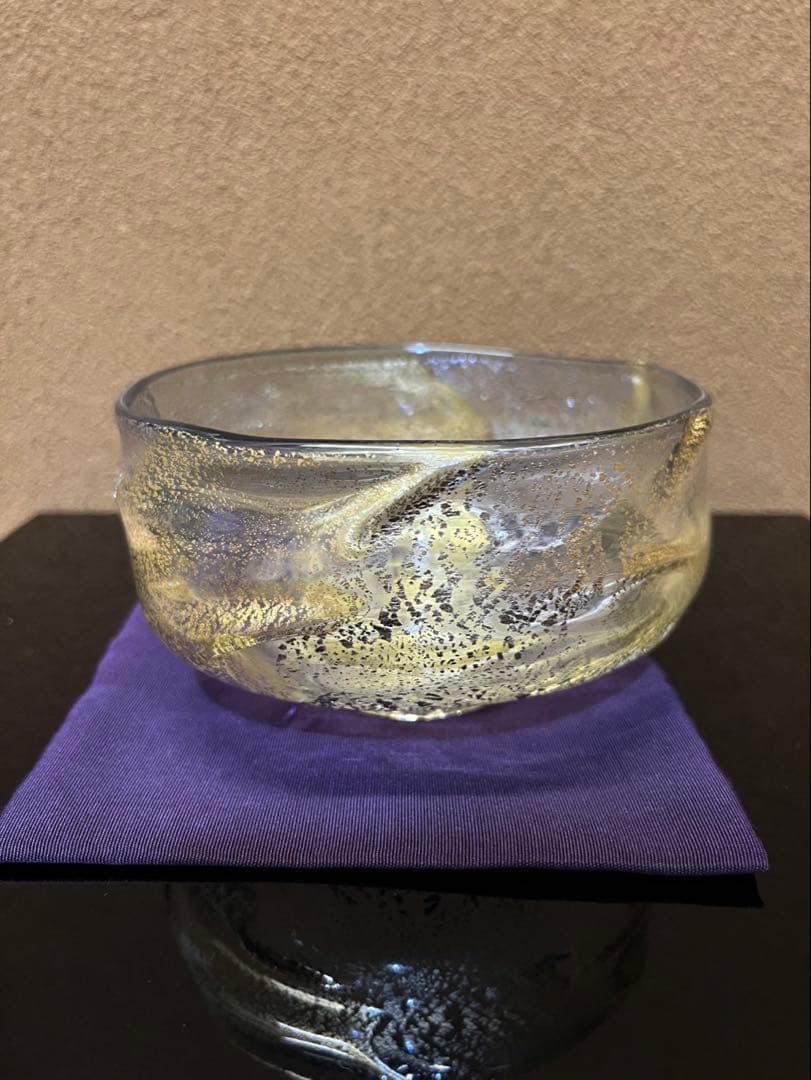 石井康治　手吹き金彩硝子　茶碗