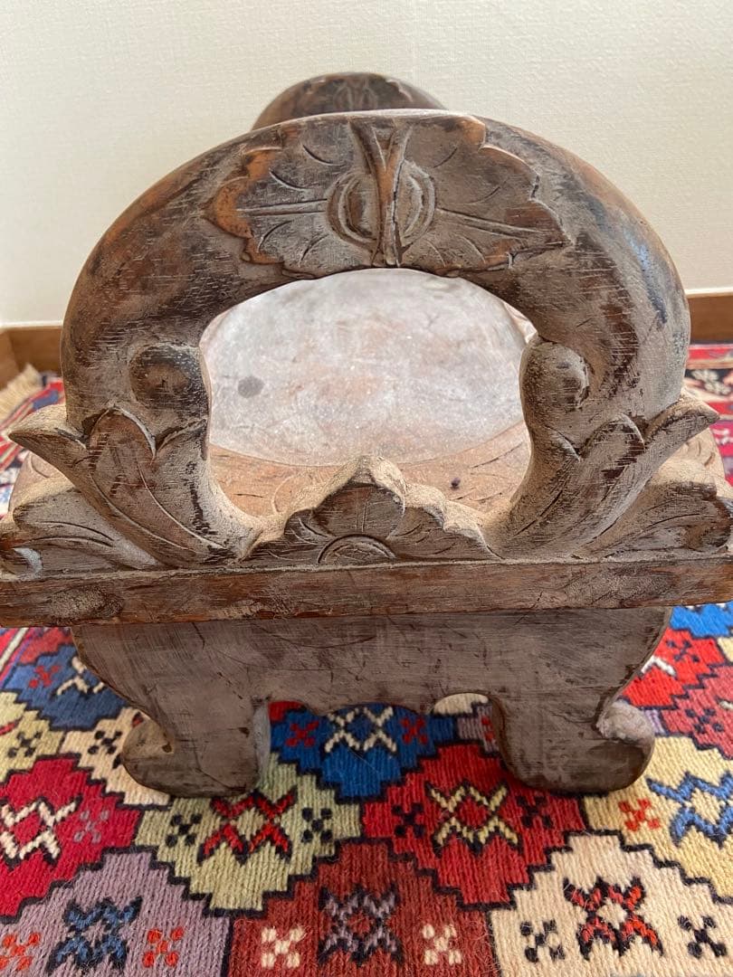 西インド古木彫 儀礼子供椅子 1930〜40年代