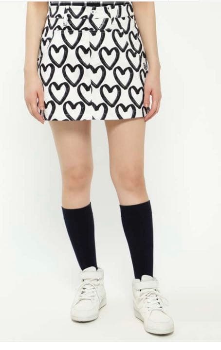 パーリーゲイツ ストレッチスカート 落書きハート柄プリントサイズ0