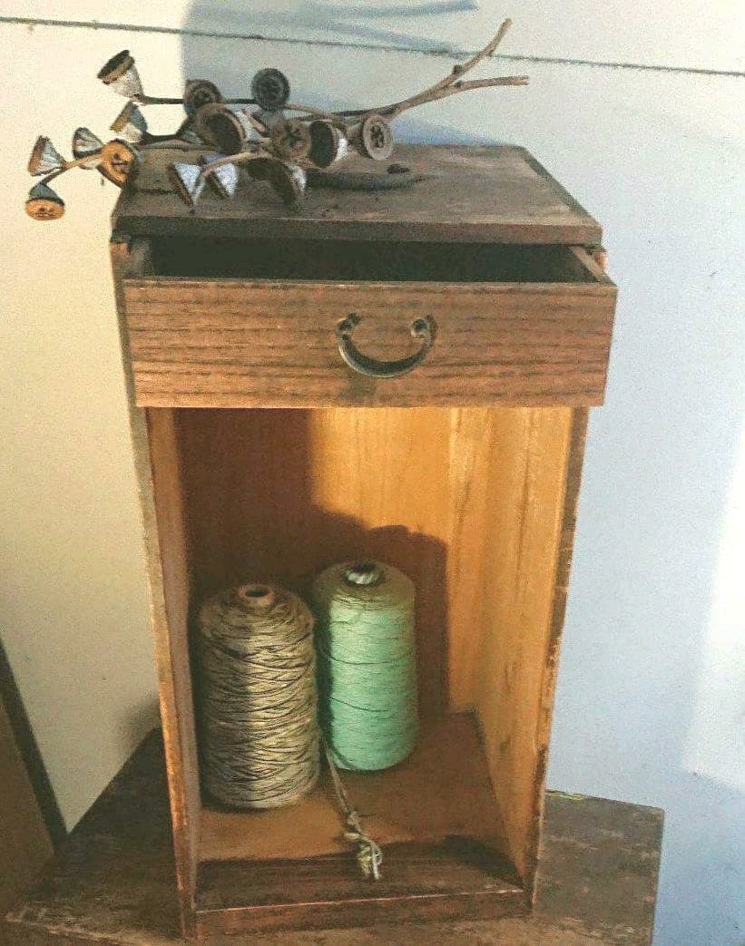 アンティーク引き出し付き棚 レトロ木製棚