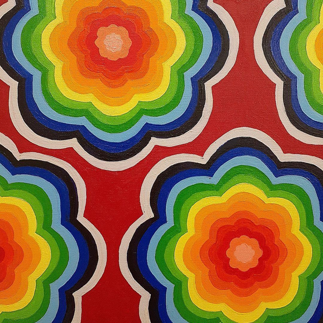 油絵　壁掛け曼荼羅　画家　小楠アキコ作品　サイズ40×40cm　三枚１セット