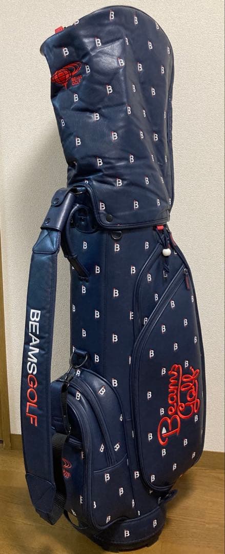 BEAMS ビームスゴルフ キャディバッグ オシャレ 可愛い ネイビー ティー柄