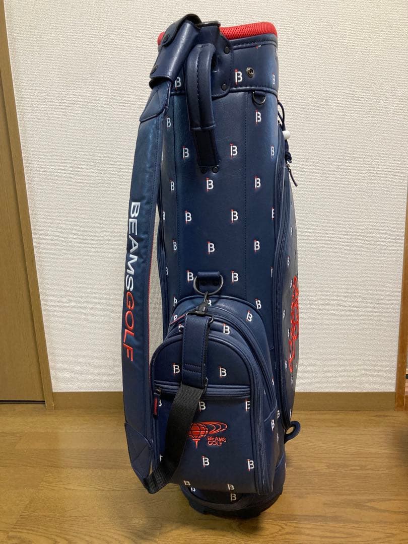 BEAMS ビームスゴルフ キャディバッグ オシャレ 可愛い ネイビー ティー柄