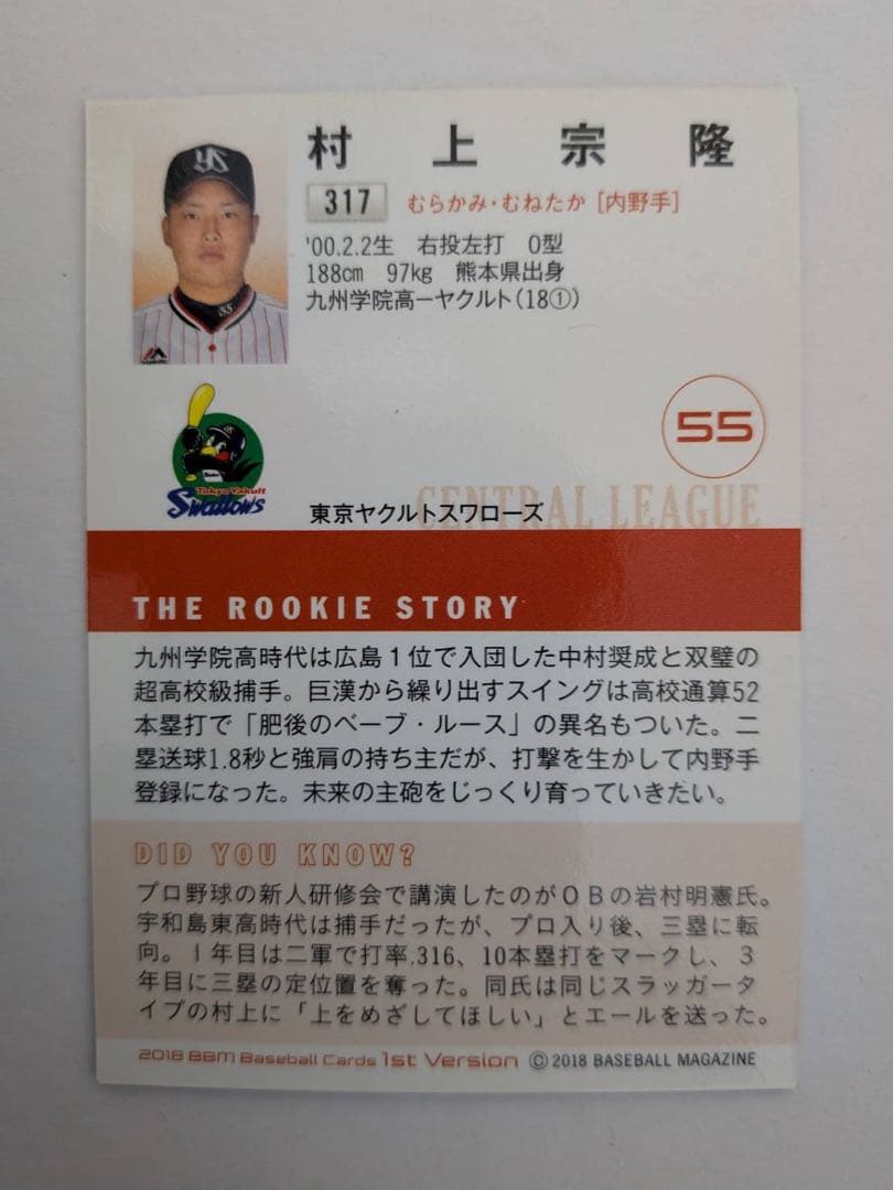 ホワイトソックス 村上宗隆 直筆サイン入りヤクルトスワローズルーキーカード