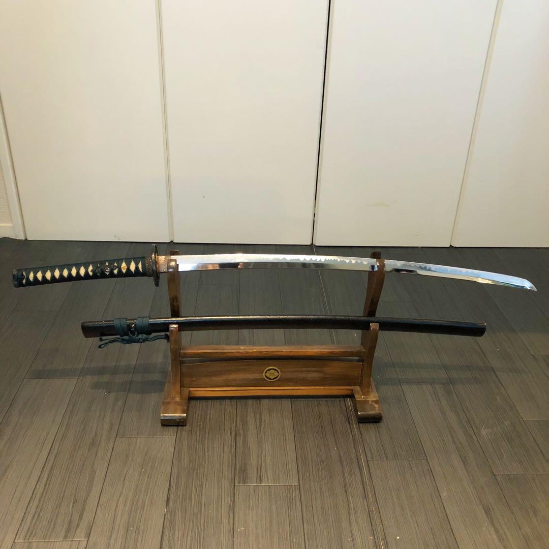 本格模造刀　太刀　居合刀　本研波刃　緑拵え　 刃長