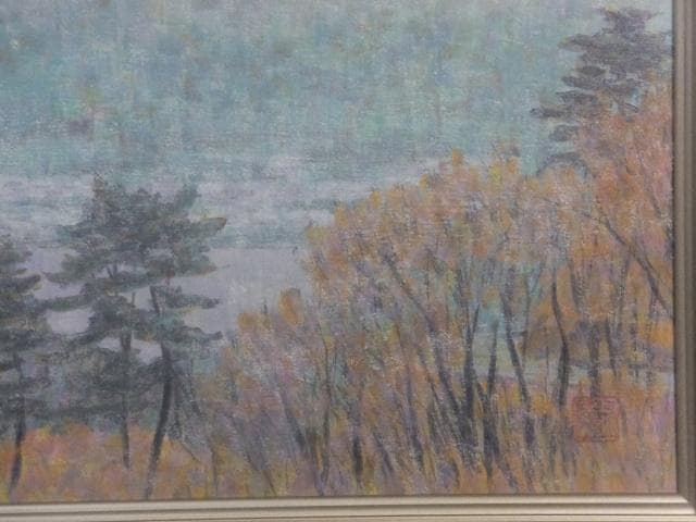 扇 敏之　落款印譜　共シール『富士展望』日本画　岩絵具彩色 10号 0801D