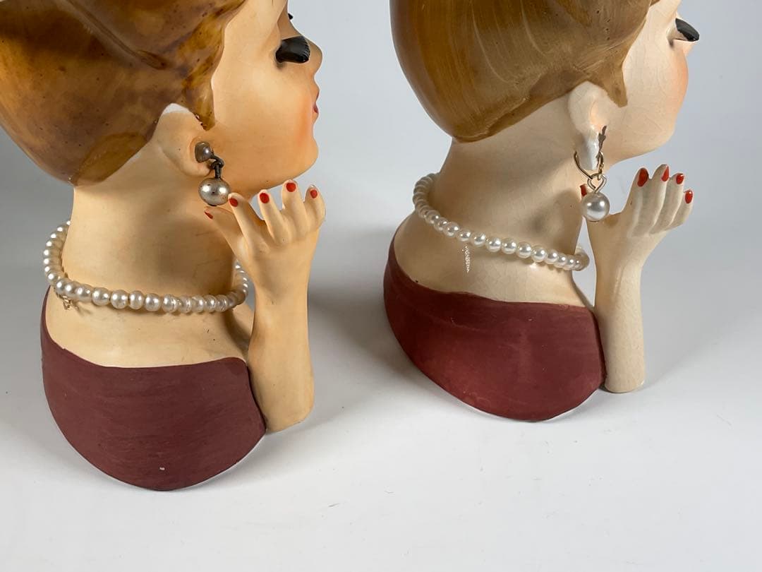 60sヴィンテージ　レディヘッドベース　陶器 花瓶　日本製　2点