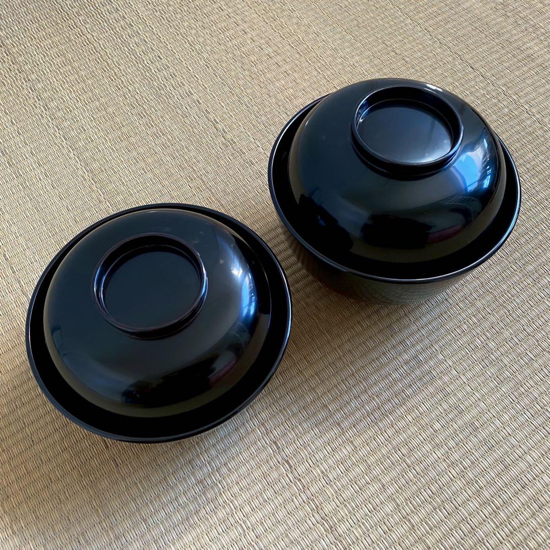 輪島塗 布着【四つ椀 5客組】小丸椀 入れ子 天然木 漆塗 黒真塗 懐石 茶道具