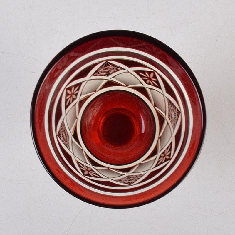 ガラス工芸　江戸切子　華硝　グラス　高杯　箱付　C　R9094