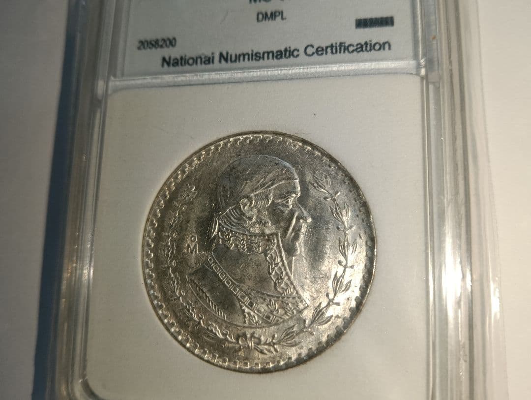 ☆激レア！☆1961 メキシコ シルバー 1ペソ PCGS MS7 スポットレス