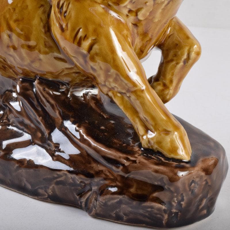 九谷焼　柳雨軒　三代八十吉　徳田正彦作　獅子　干支置物　共布共箱　C　8408A