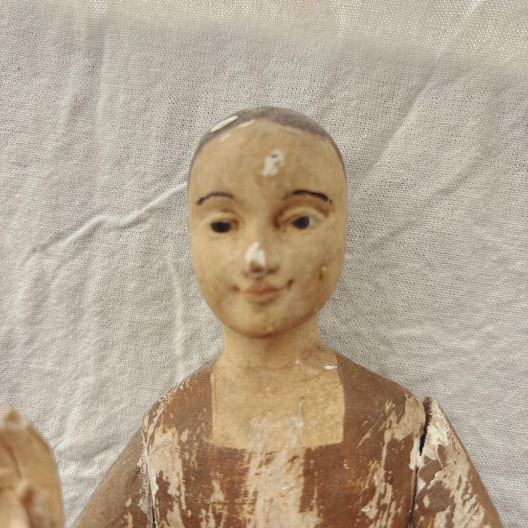 木彫彩色　幼子キリスト像　聖品　ブロカント　フランス　アンティーク