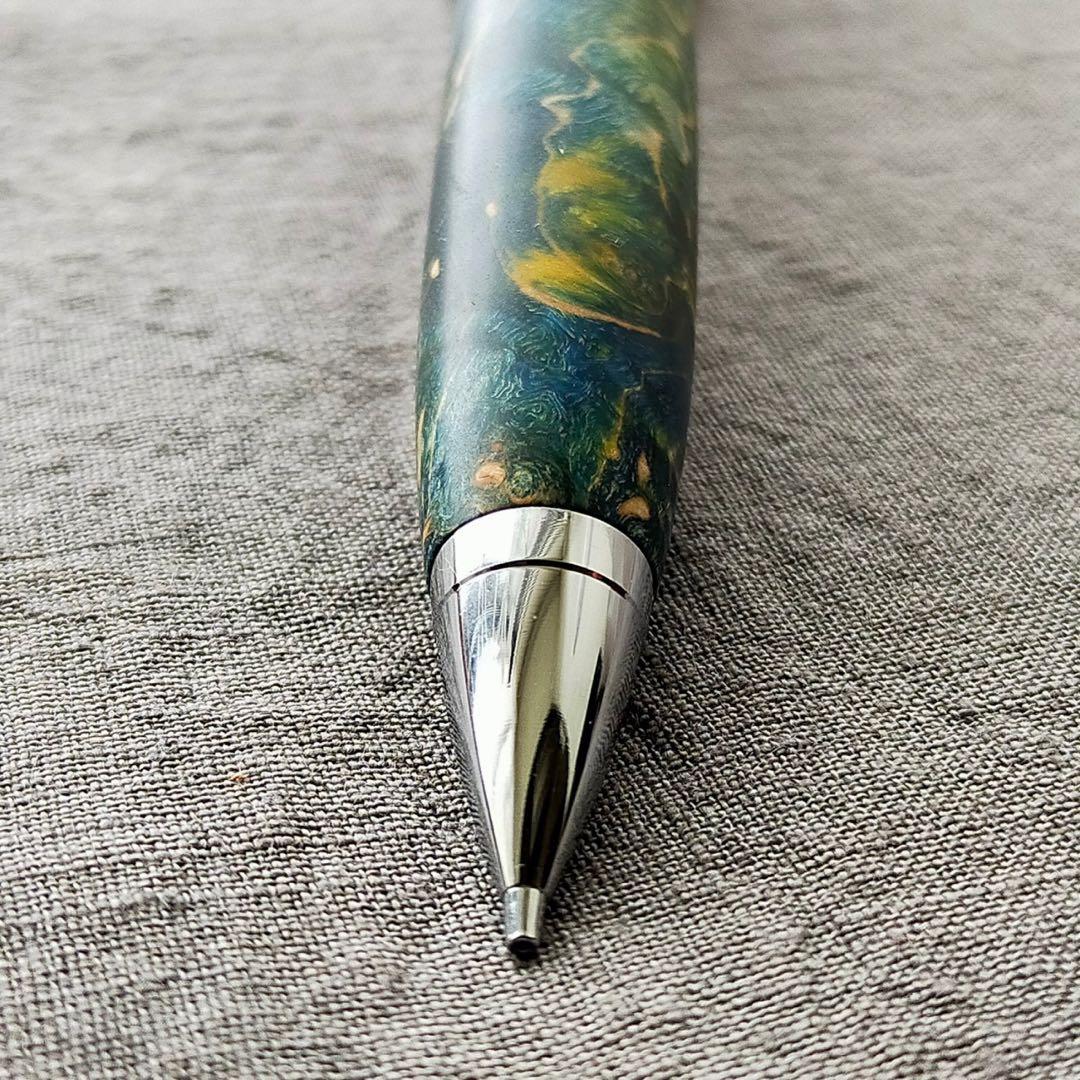 【秘境】　ハンドメイド　木軸シャープぺン　スタビライズウッド　瘤杢　0.5mm