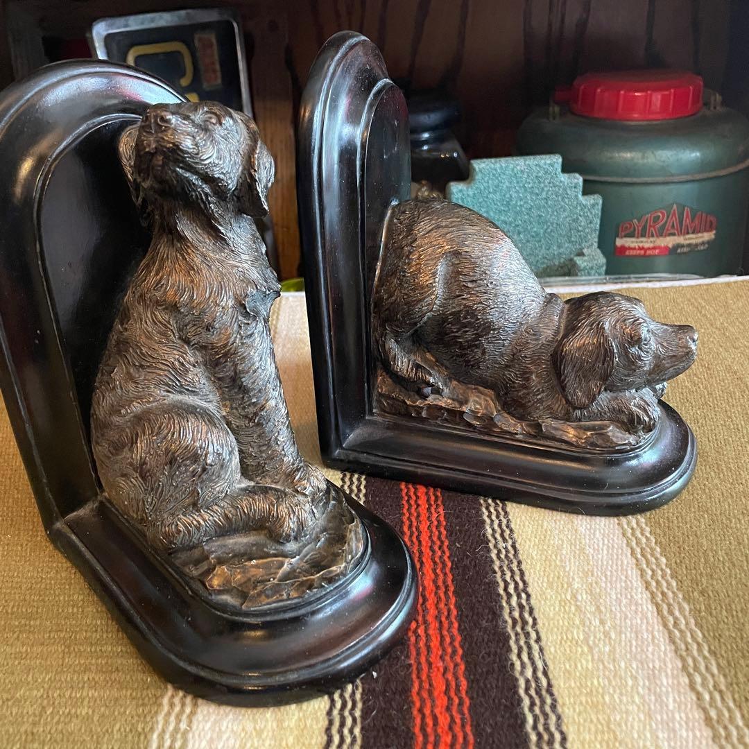 希少品！50's〜60's アメリカアンティーク　犬のブックエンド置物USA