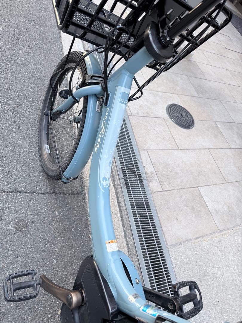 子供乗せ　ヤマハ　水色 電動アシスト自転車 チャイルドシート付き