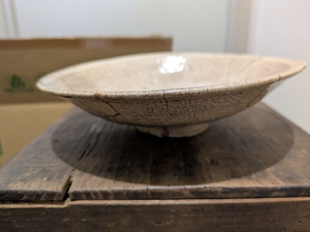 最終値下げ！　時代物　李朝　井戸茶碗　平茶碗　仕覆付　夏茶碗　骨董品　金直し
