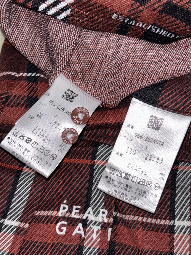 （新品と美品）パーリーゲイツ 、グレンチェック柄シリーズ、セットアップ、サイズ1