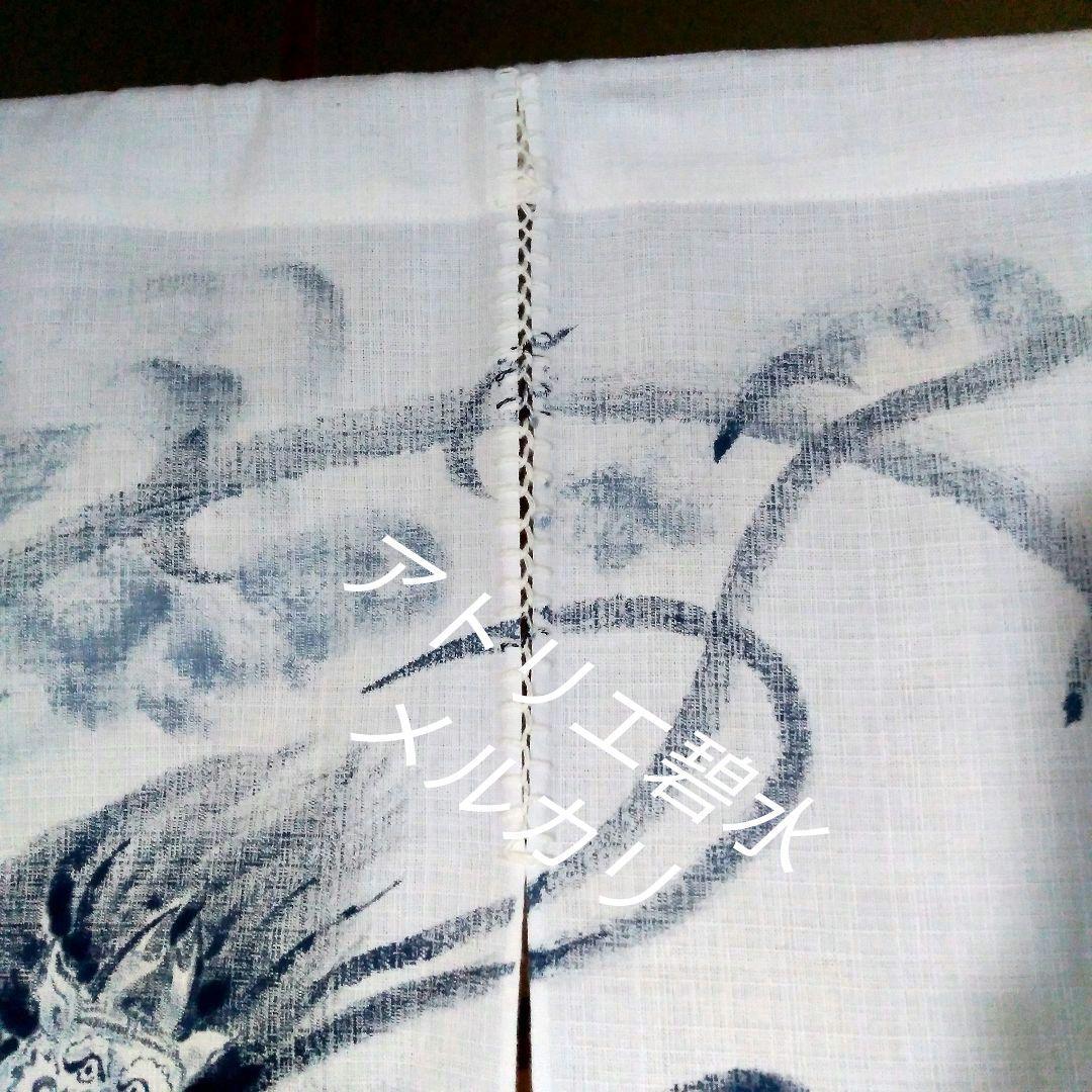 暖簾『風神雷神』水墨画家による肉筆 一点物