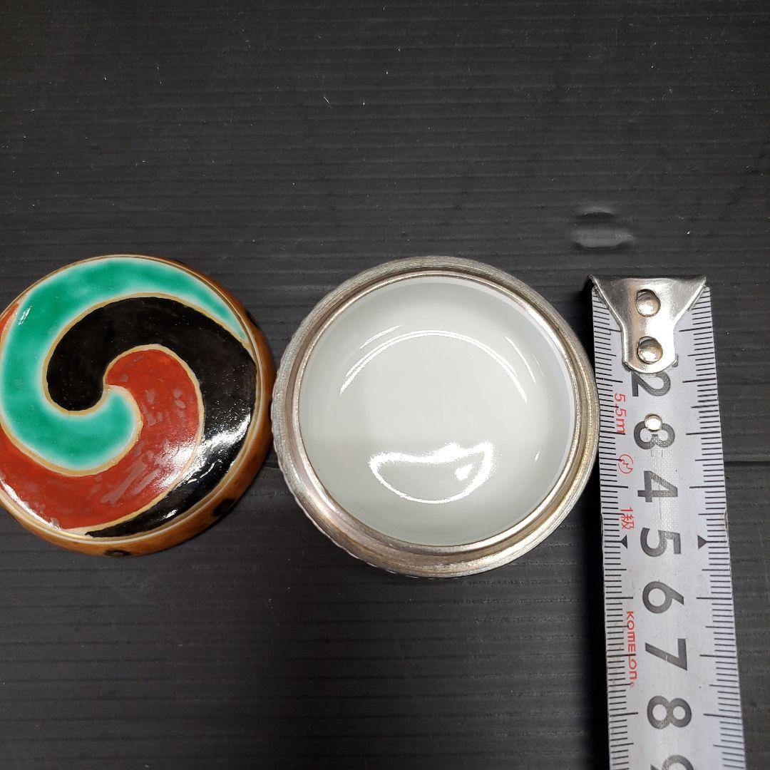 香合 色絵太鼓 叶 松谷 茶道具 共箱 栞