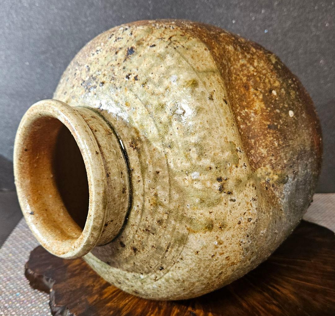 伊賀焼　森里香山作　窯変　高約28.0cm壺　大壺　花入　オブジェ定価30万円