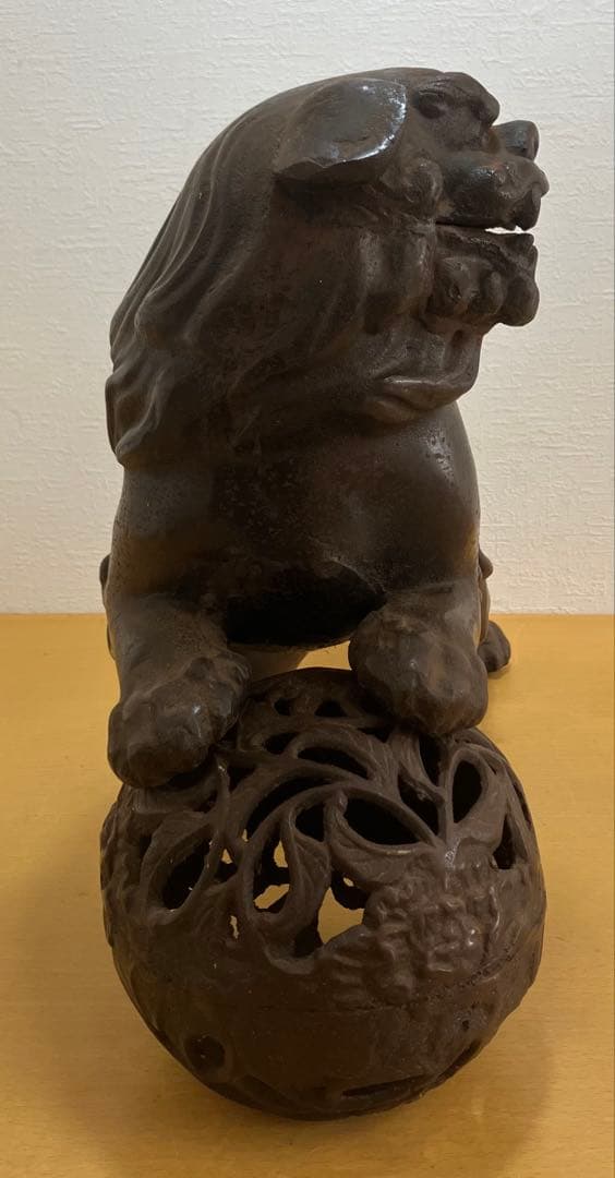 【高岡銅器】玉獅子 鋳造 鉄製 置物 招福 縁起物 玉乗り獅子 狛犬