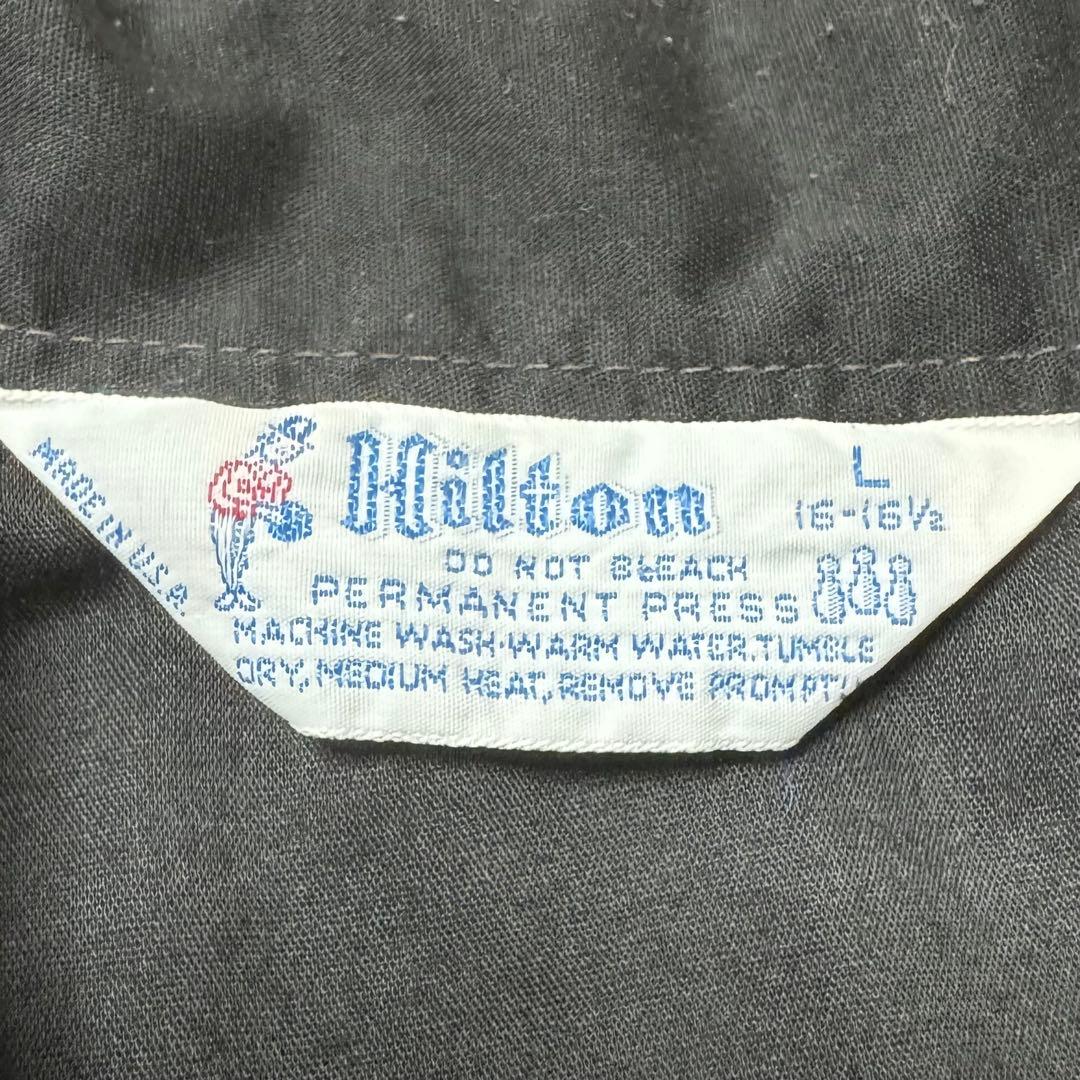Hilton 70sボウリングシャツ ブラック ヴィンテージシャツ　黒　Lサイズ