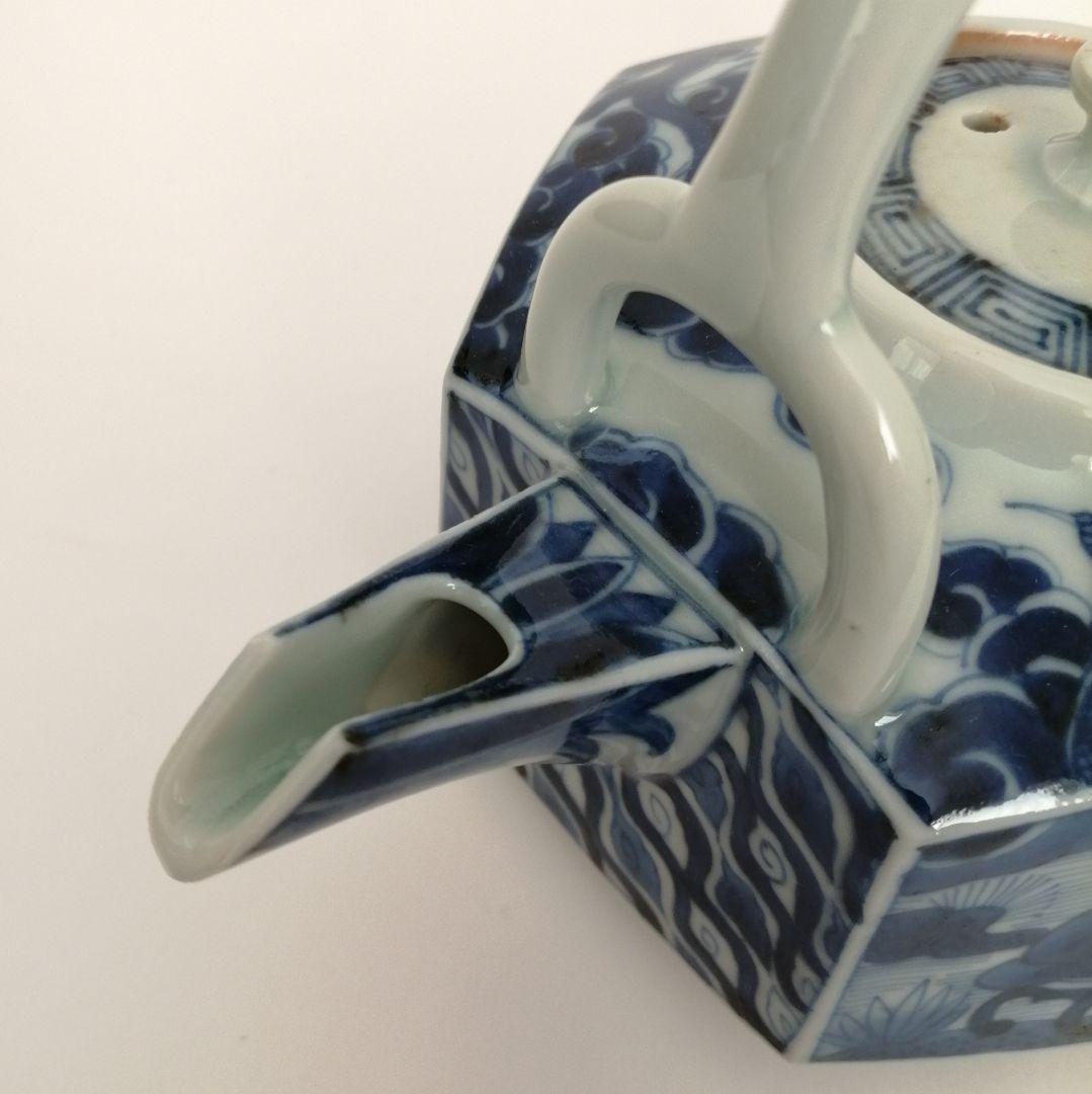 湖東焼　染付　六角　銚子