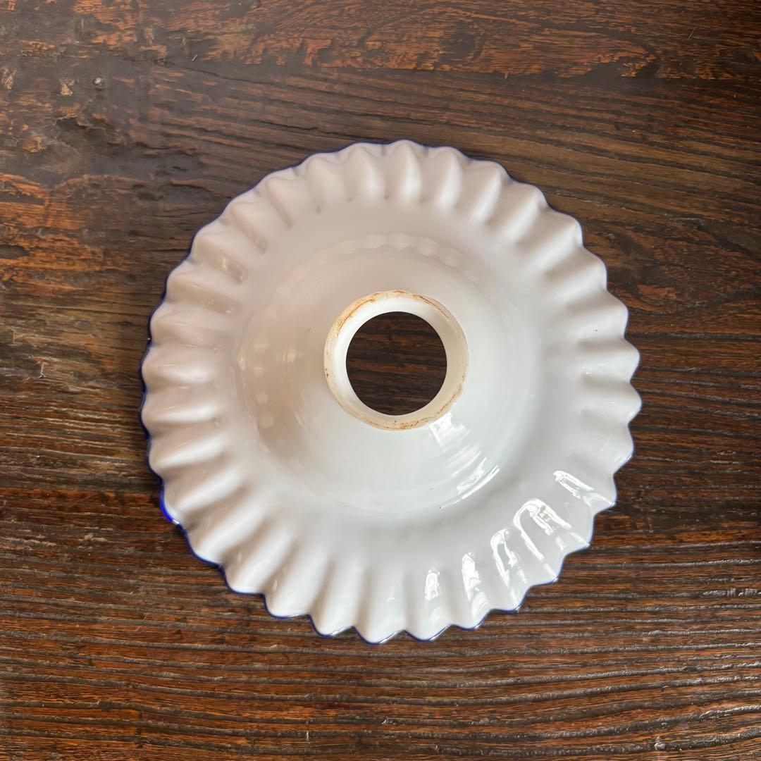 アンティーク電笠　乳白色　緑