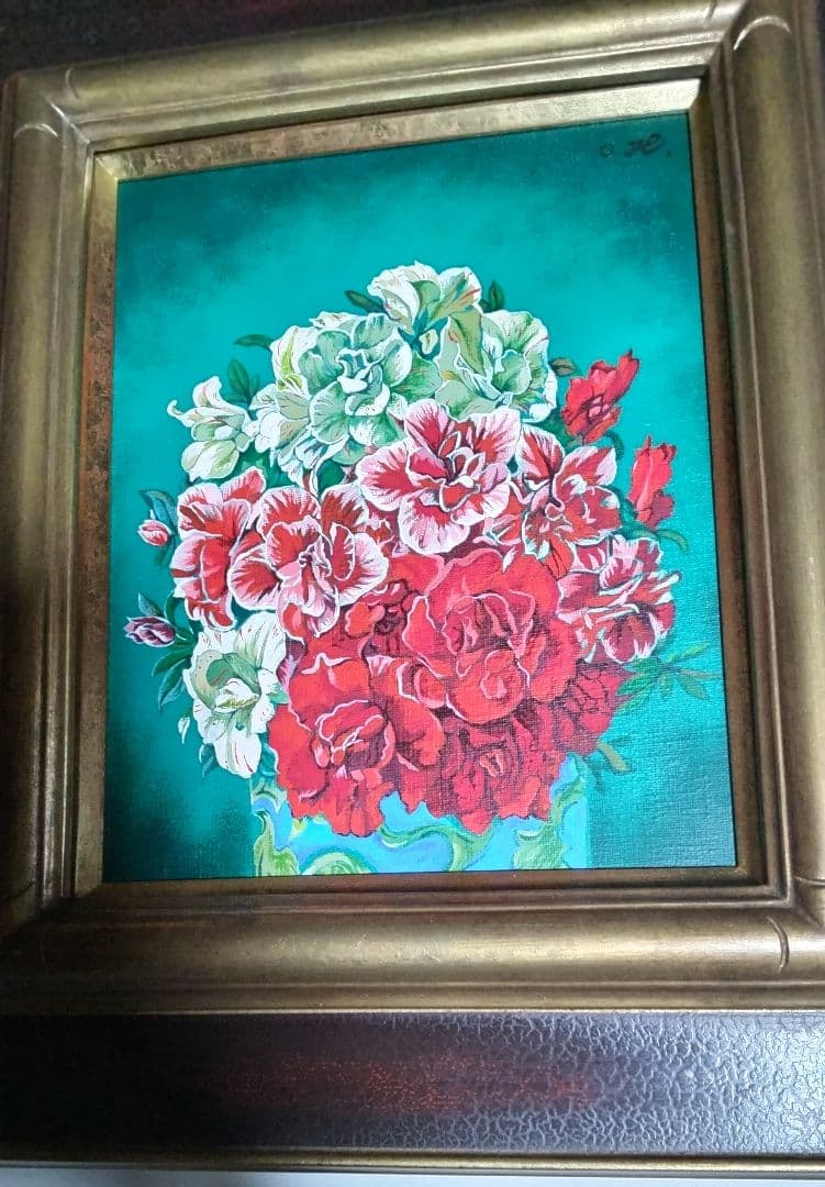 奥谷博、絵画、油彩3号さつきつつじ新品高級額縁、黄袋、肉筆、宮永岳彦、東郷青児。