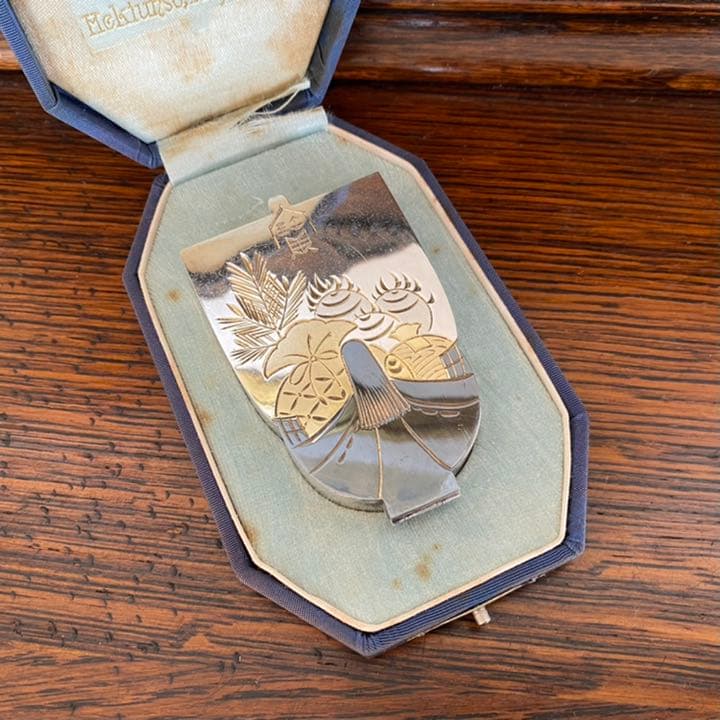 専用　生駒時計店製純銀　宝船　蓋物　楊枝入れ　ボンボニエール　1932年　箱付き