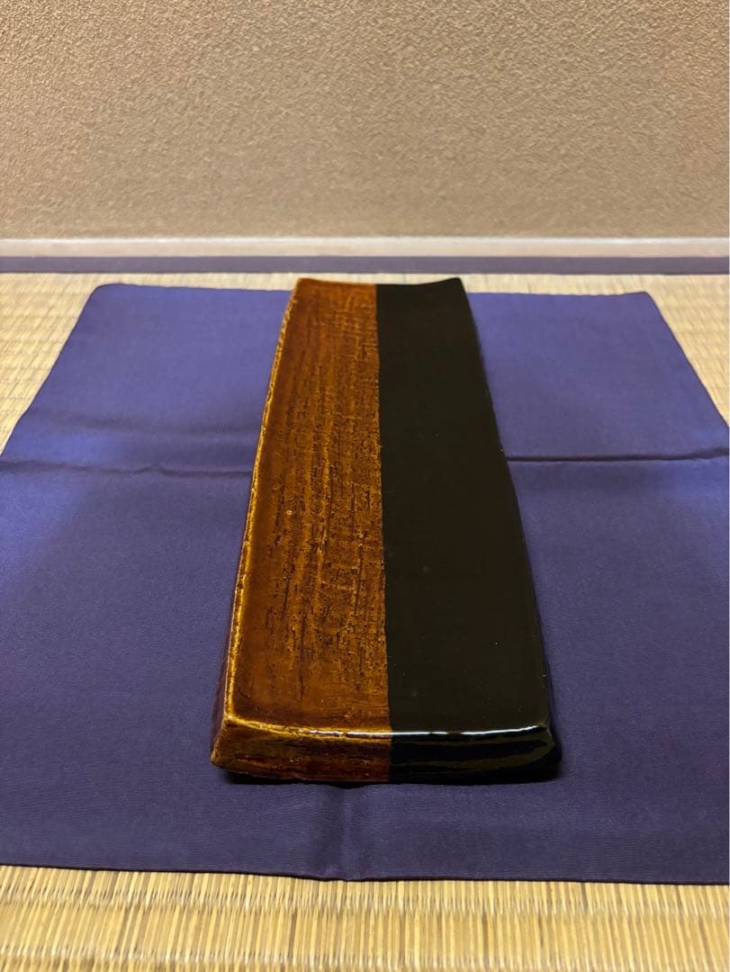 十一代　大樋長左衛門　大樋飴釉掛分　皿　大樋焼