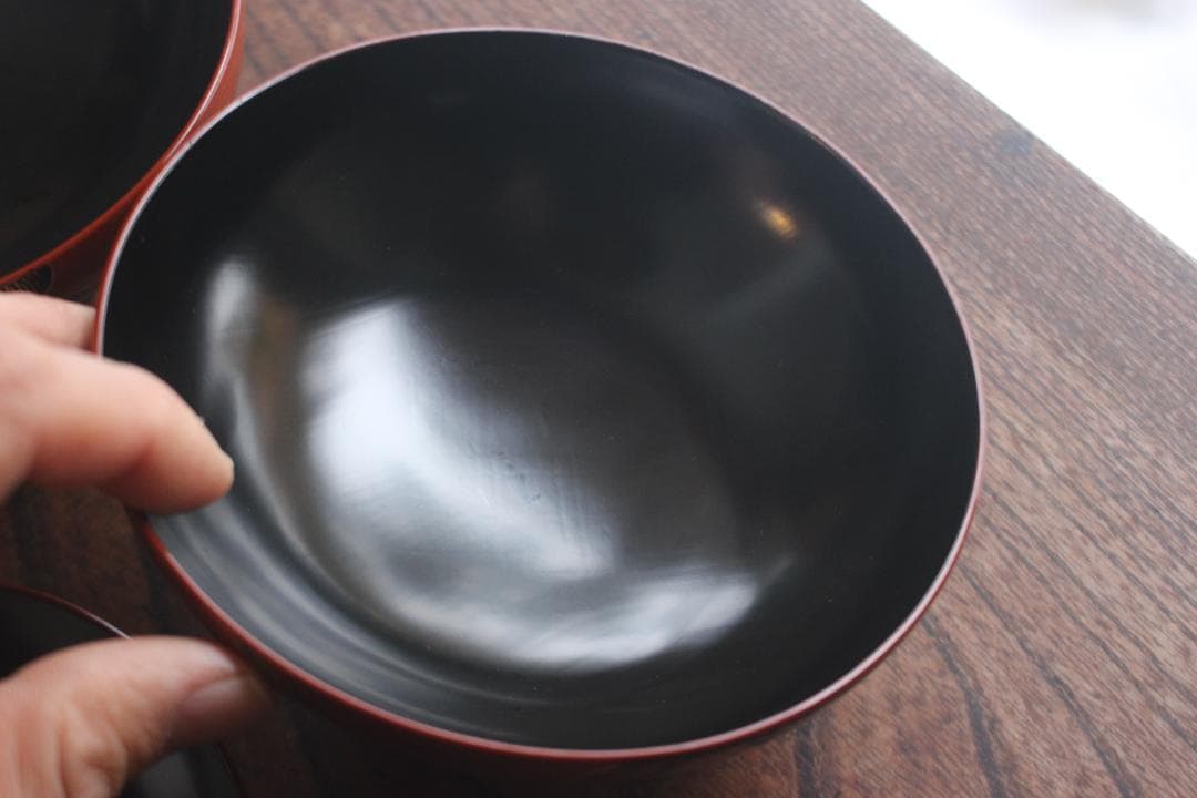 キズ有！上質朱漆に優美な牡丹沈金の映えるお椀2点（検輪島塗懐石椀蒔絵椀