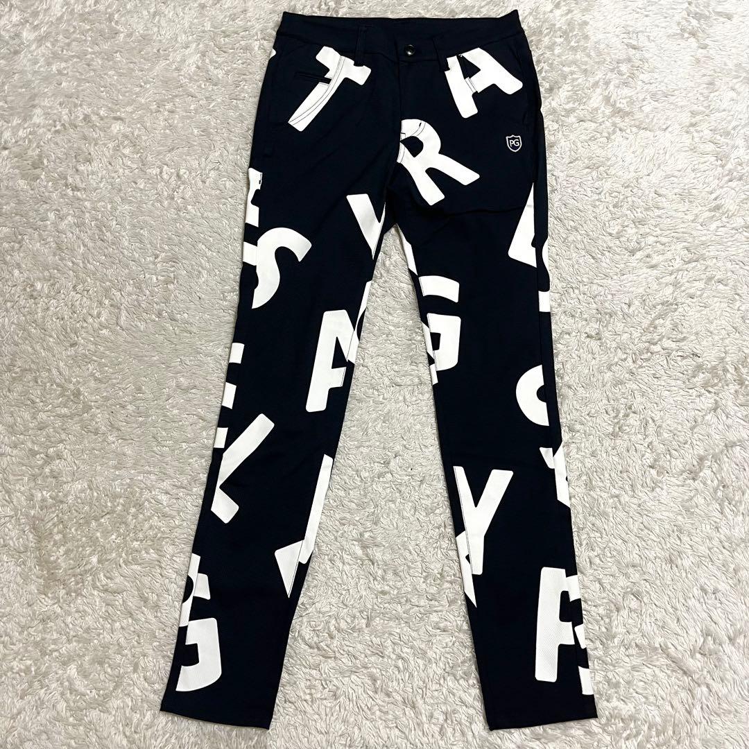 パーリーゲイツ ゴルフウェア レディース パンツ 総柄 デカロゴ Mサイズ
