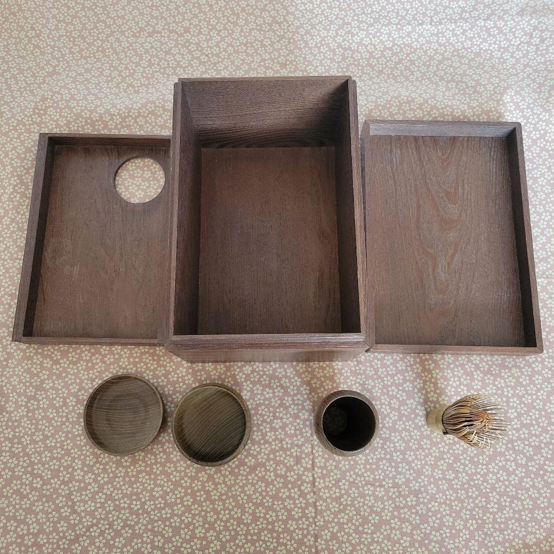女桑茶箱　和敬板　器据　棗　茶筅筒　茶道具