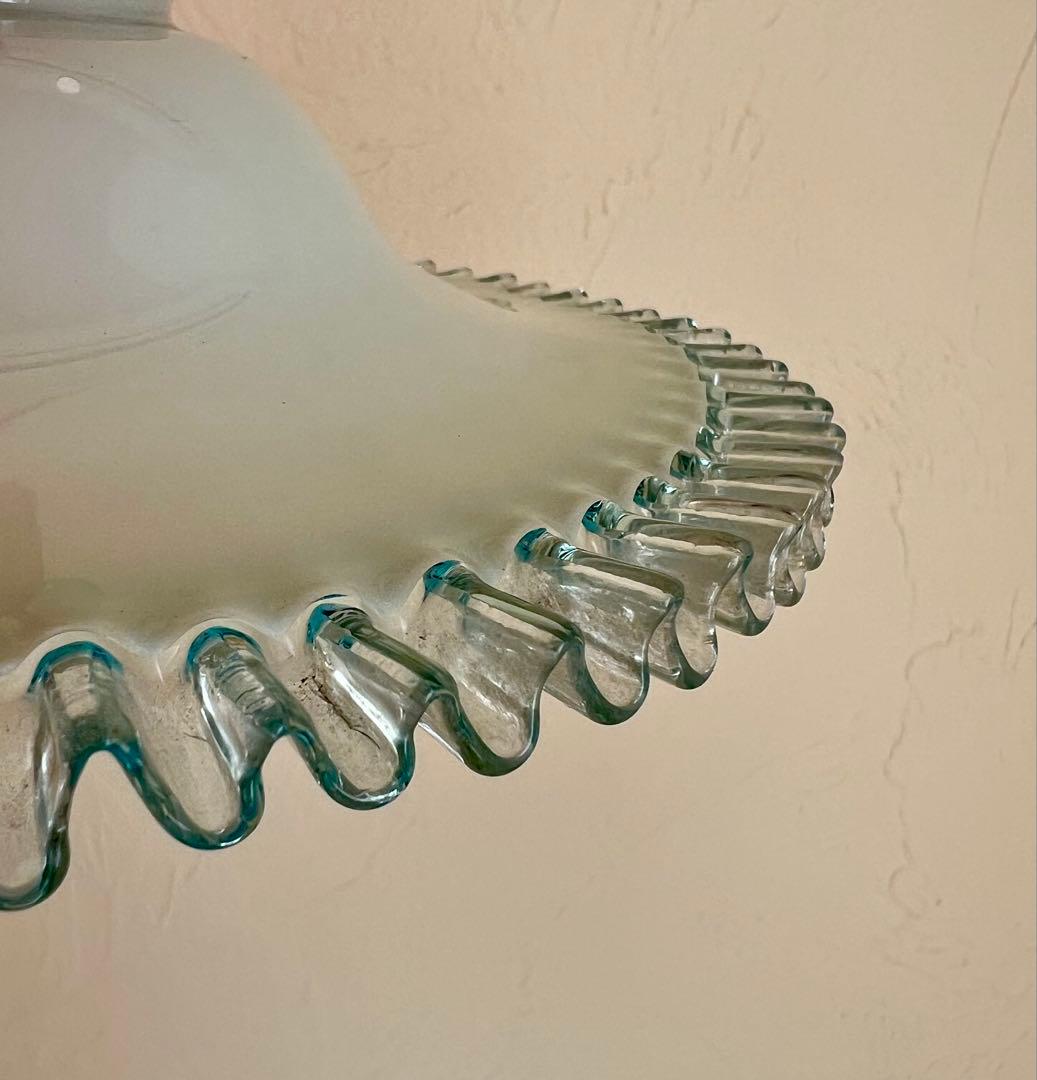 大正ロマン　和ガラス　電笠　青　アンティーク　灯り　照明　古民家　古道具