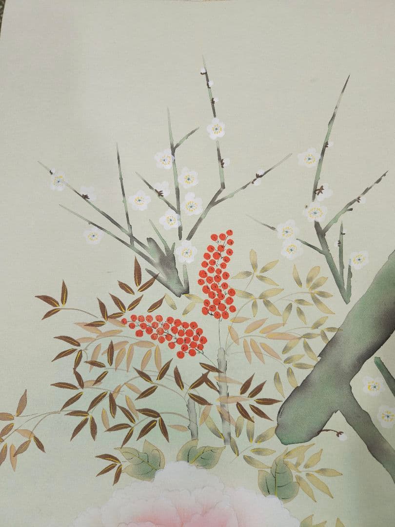 花野作　四季花　牡丹　掛け軸