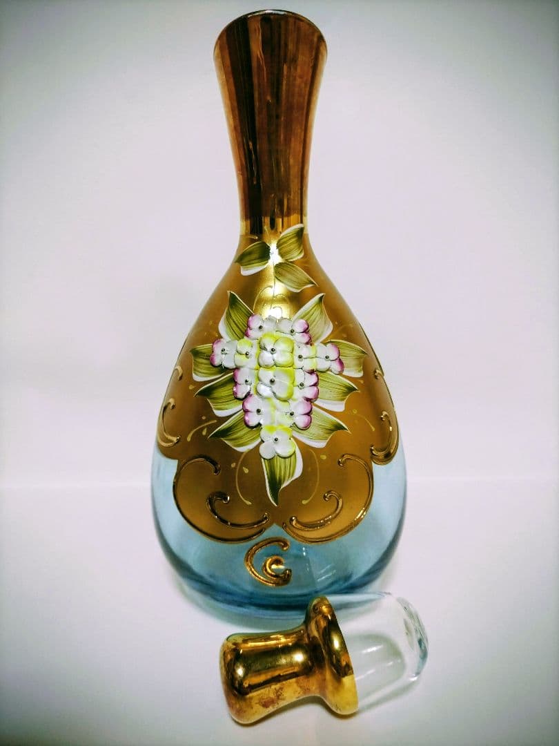 イタリアムラーノ•ベネチアングラスミラートレイ＆ベネチアングラス*水差しセット！