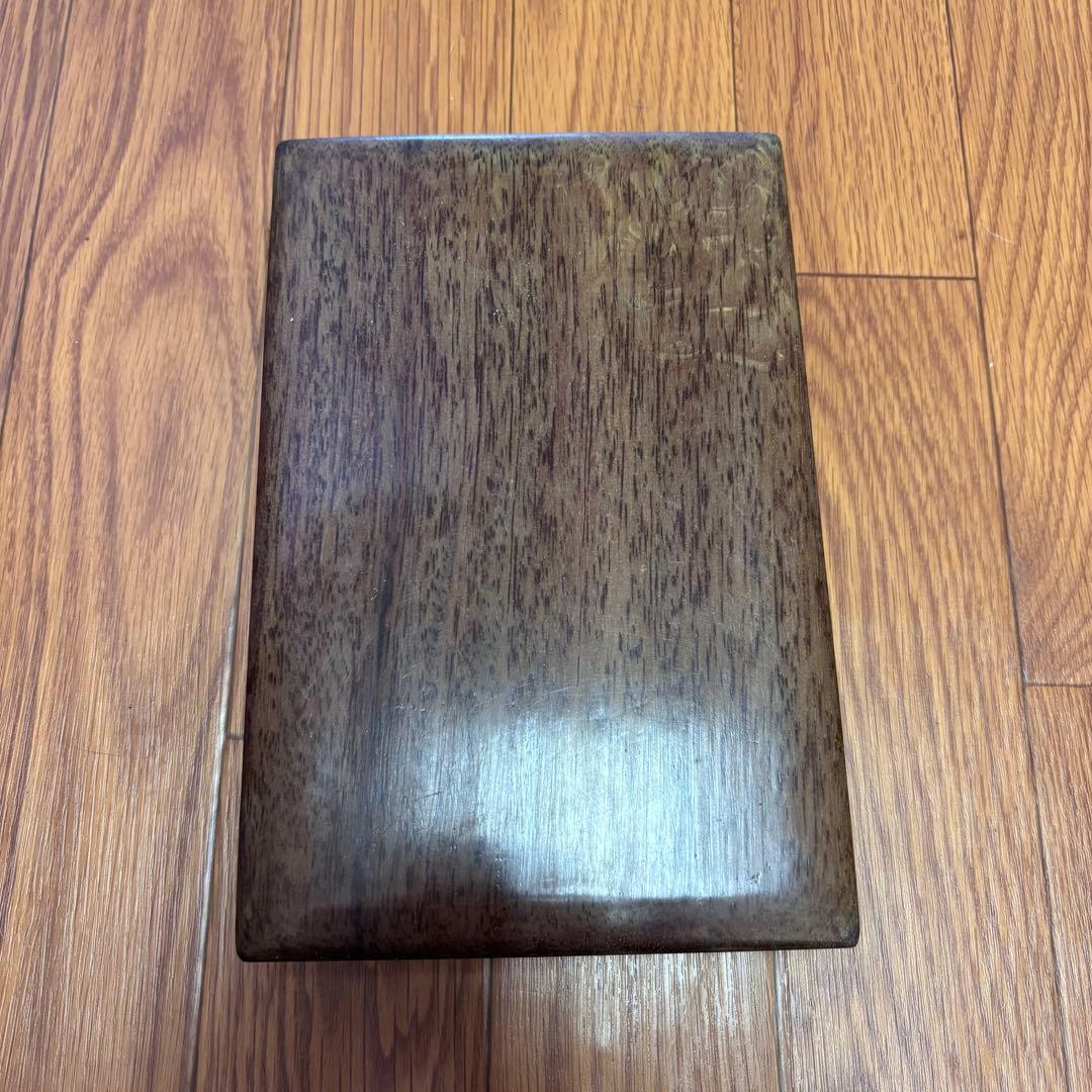 硯 書道用 彫刻入り 木箱付き 約20cm 書道具