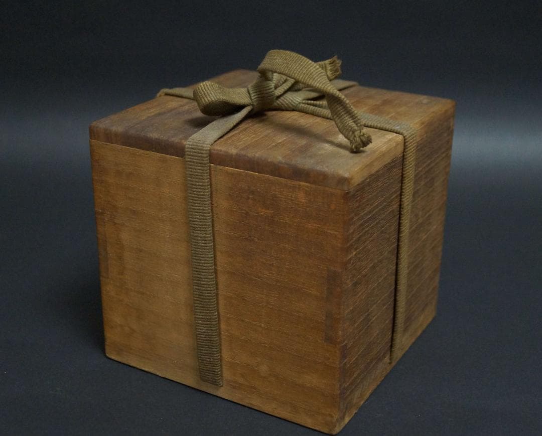 江戸期 古杉形茶碗 墨絵蘭文 在銘 池坊家元蔵共箱 茶道具★時代物★