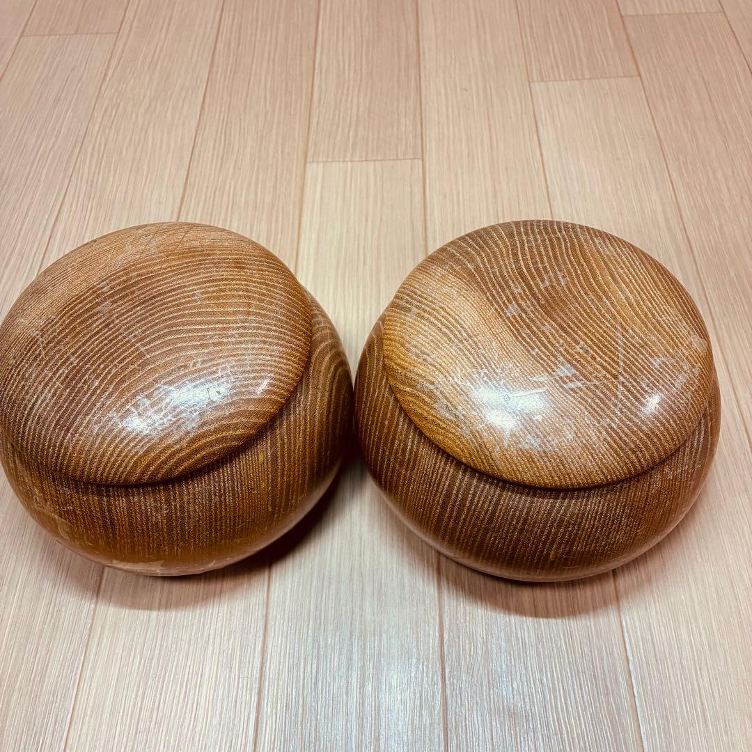 【状態良好】蛤碁石 那智黒碁石　極厚38号〜40号　碁笥　セット