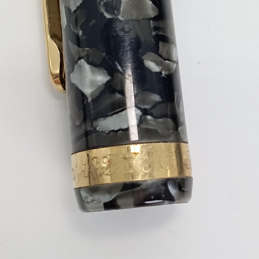 稀少 PLATINUM プラチナ 14Ｋ 万年筆 ブラック 3776 マーブル