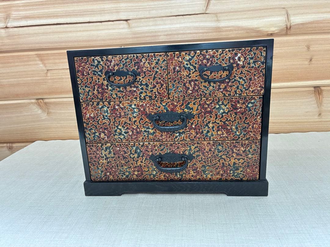 津軽塗 三段小引き出し 古道具 漆塗り 和モダン収納