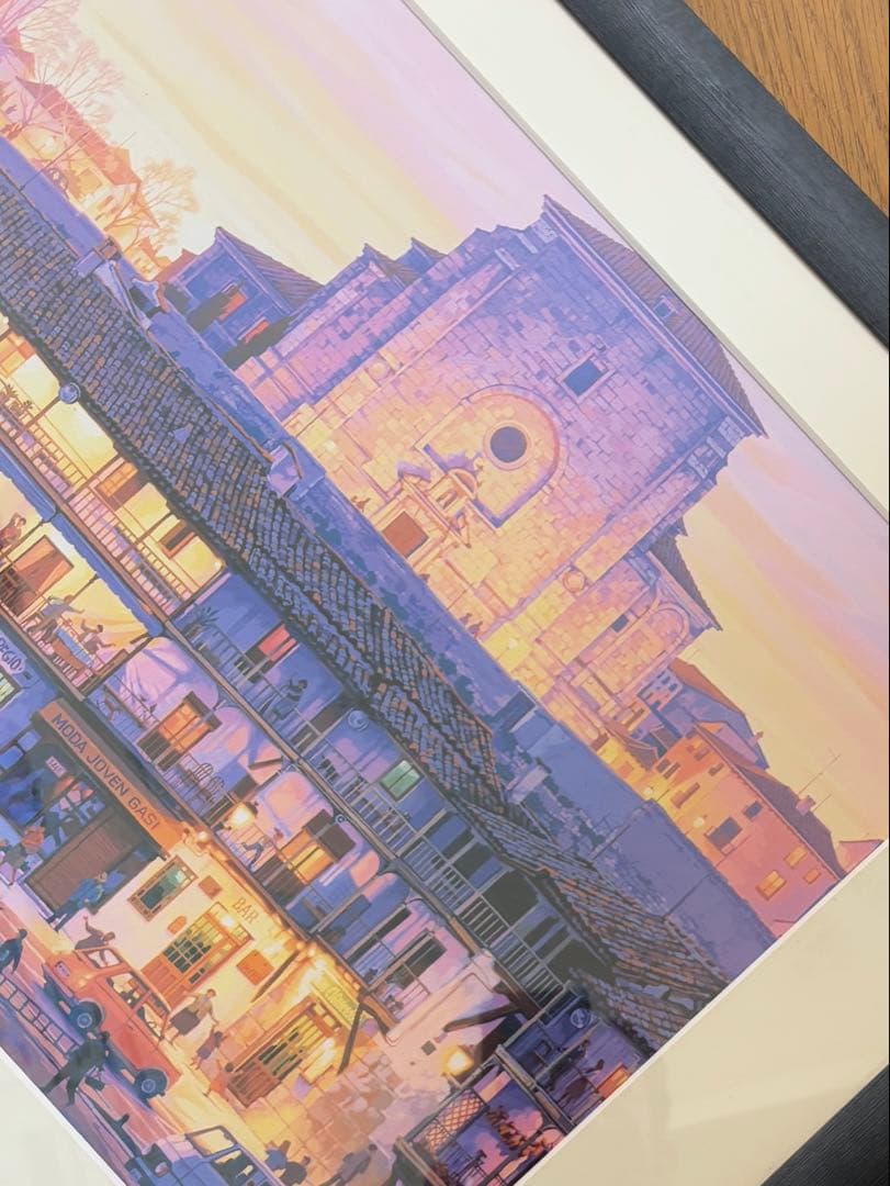 笹倉鉄平　マヨール広場　アートポスター　額装　HIBELL ART 45×100