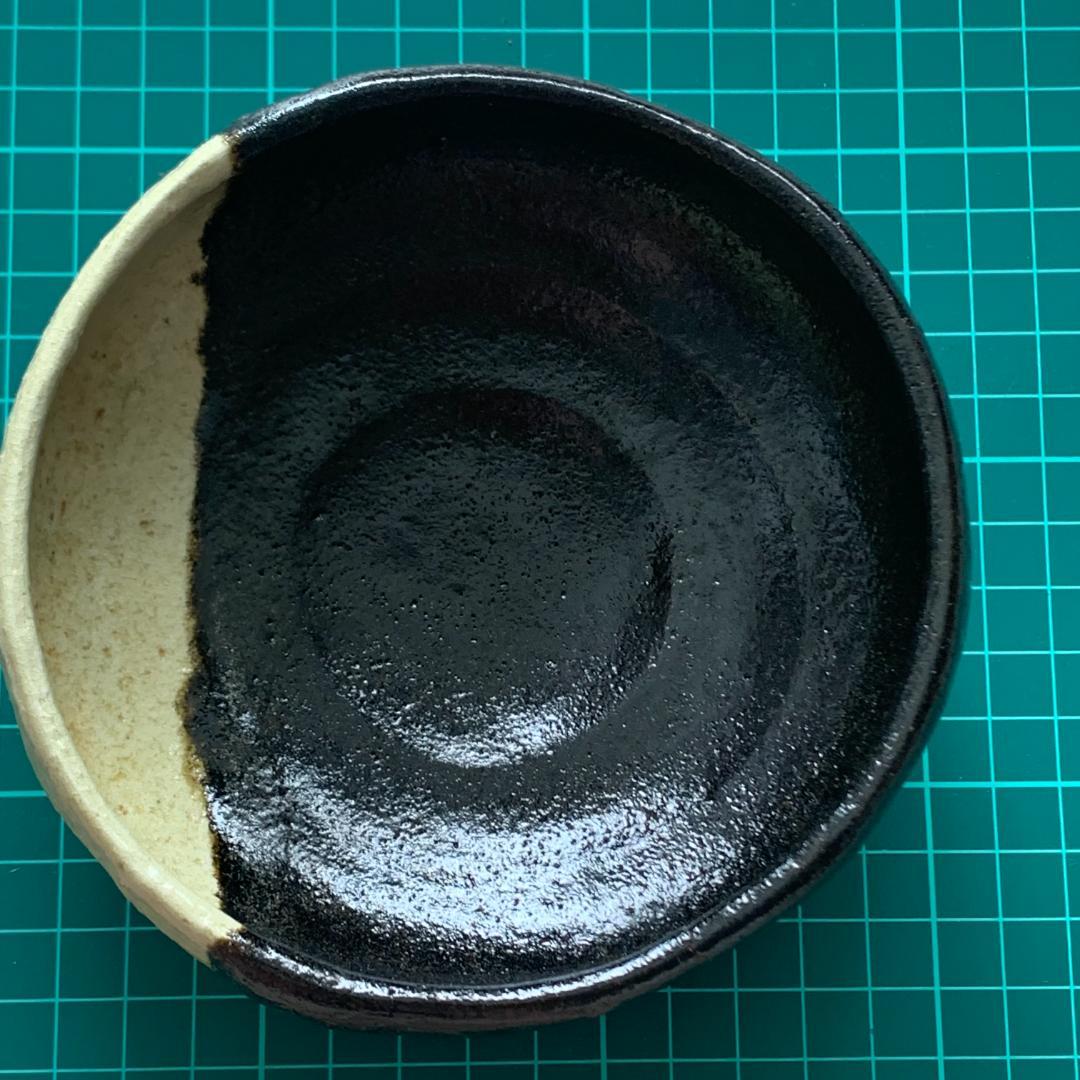 林陶造　馬盥茶碗　黒掛分け　印　紙箱　古道具　茶道具