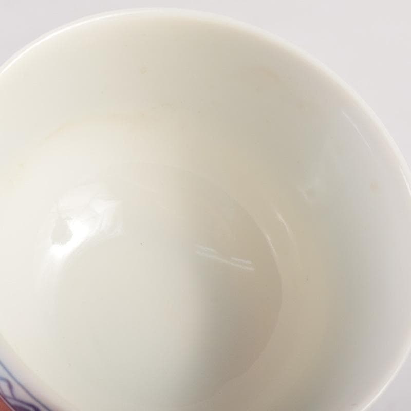 煎茶道具　賣茶好　染付　雁木文　茶碗　五客　共箱　V　7899